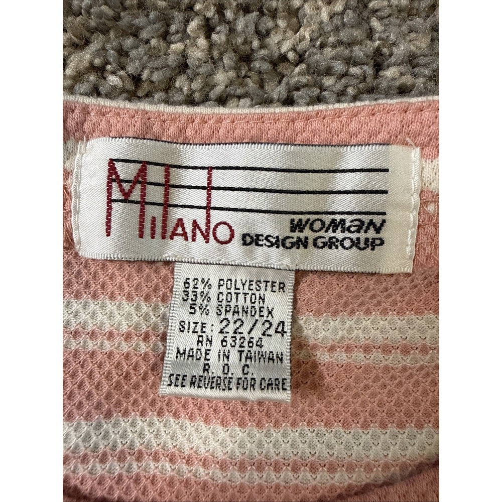 Milano Women's Short Sleeve Top Pink & White Striped Plus Size 22/24 - Picture 5 of 6